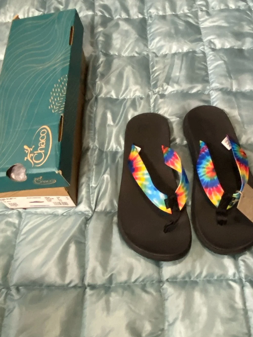 NWT Men’s Chaco Chillios Tie-Dye Strap Flip Flops w/ Black sole Sz 10 Retail $79